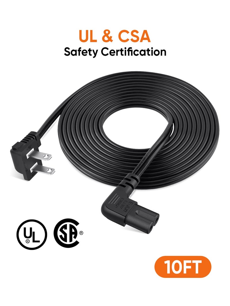 CableCreation 2-Pack 10 Feet Angled 2-Slot Non-Polarized Angle Power Cord (IEC320 C7 to Nema 1-15P), 3M/Black - Image 4